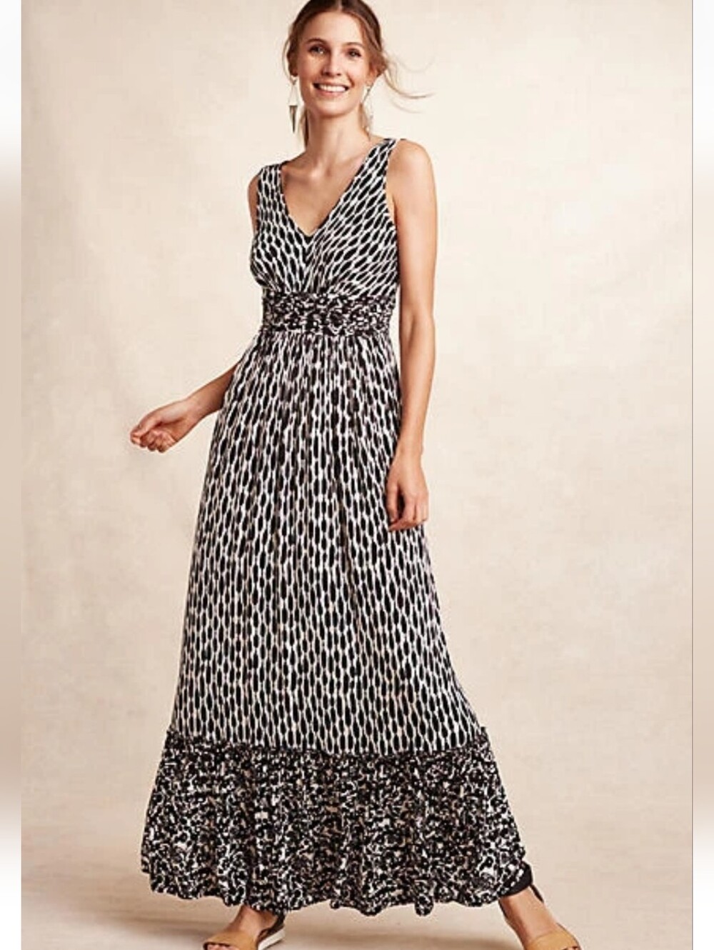Anthropologie Plenty By Tracy Reese black, white Seacoast maxi dress